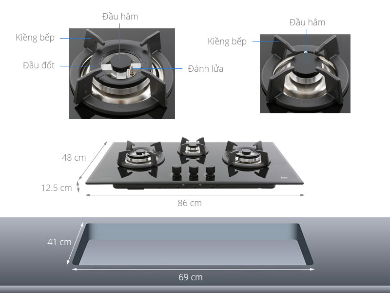 Thông số kỹ thuật Bếp ga âm Teka GT LUX 86 3G