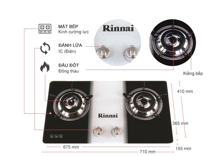 BẾP GAS RINNAI RVB-2BG(W)N