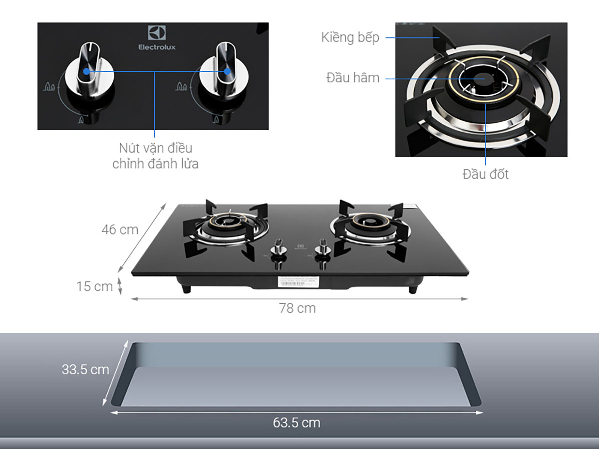 Thông số kỹ thuật Bếp ga âm Electrolux EHG723BA