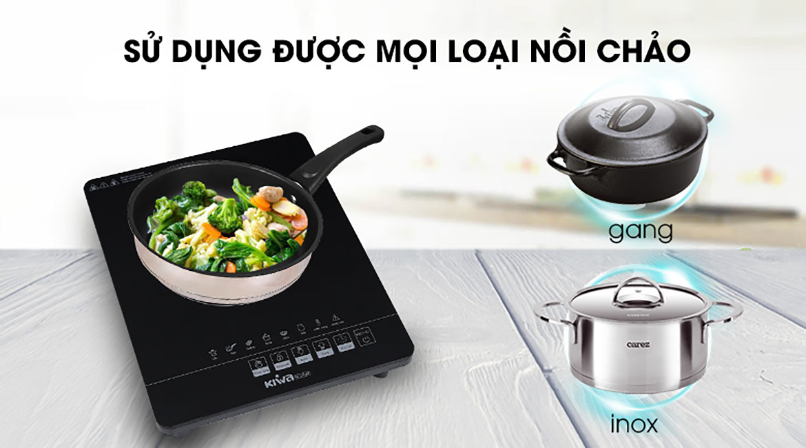 Bếp hồng ngoại Kiwa KE-1151AB phù hợp tất cả nồi chảo