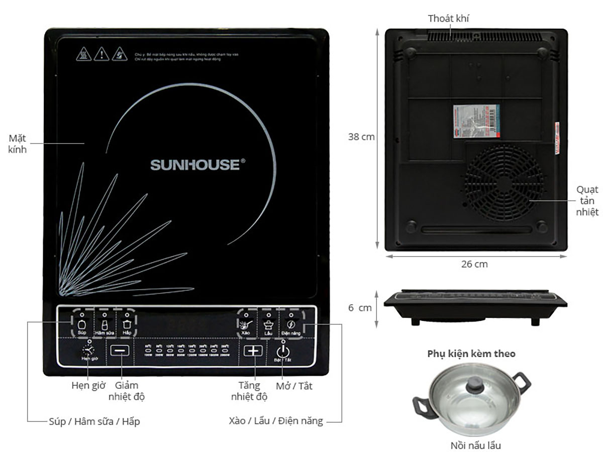 Thông số kỹ thuật Bếp từ Sunhouse SHD6145