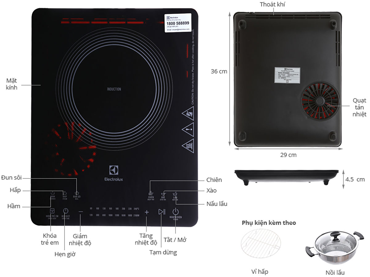 Thông số kỹ thuật Bếp từ Electrolux ETD42SKR