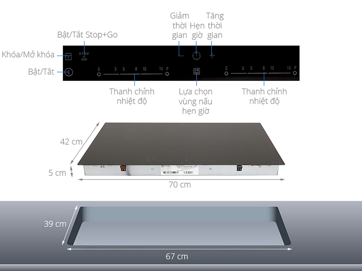 Thông số kỹ thuật Bếp từ đôi Electrolux EHI7260BA