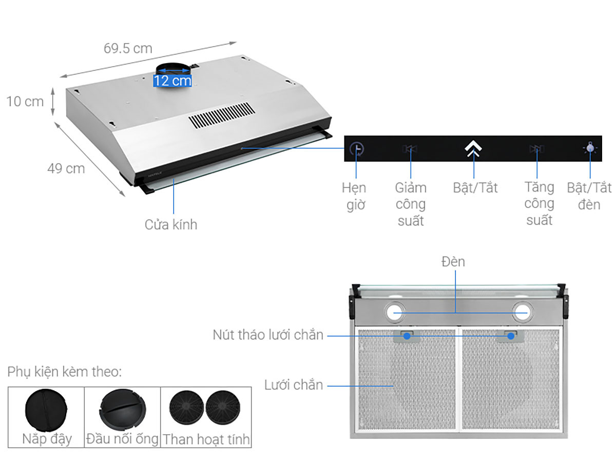 Máy hút mùi âm tủ Hafele HC-BI70B (538.86.095)