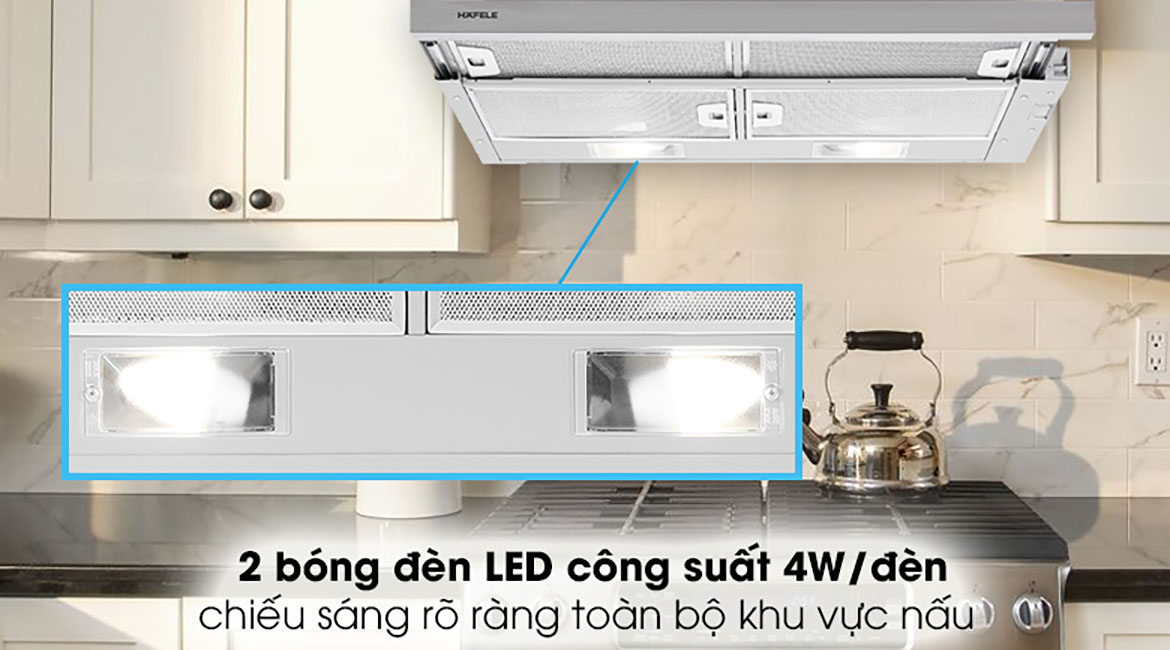 Máy hút mùi âm tủ Hafele HH-S70A - Độ sáng cao, giảm tiêu hao điện năng tối đa với hệ thống 2 bóng đèn LED