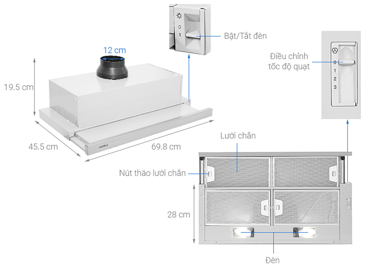 Máy hút mùi âm tủ Hafele HH-S70A (533.89.031)