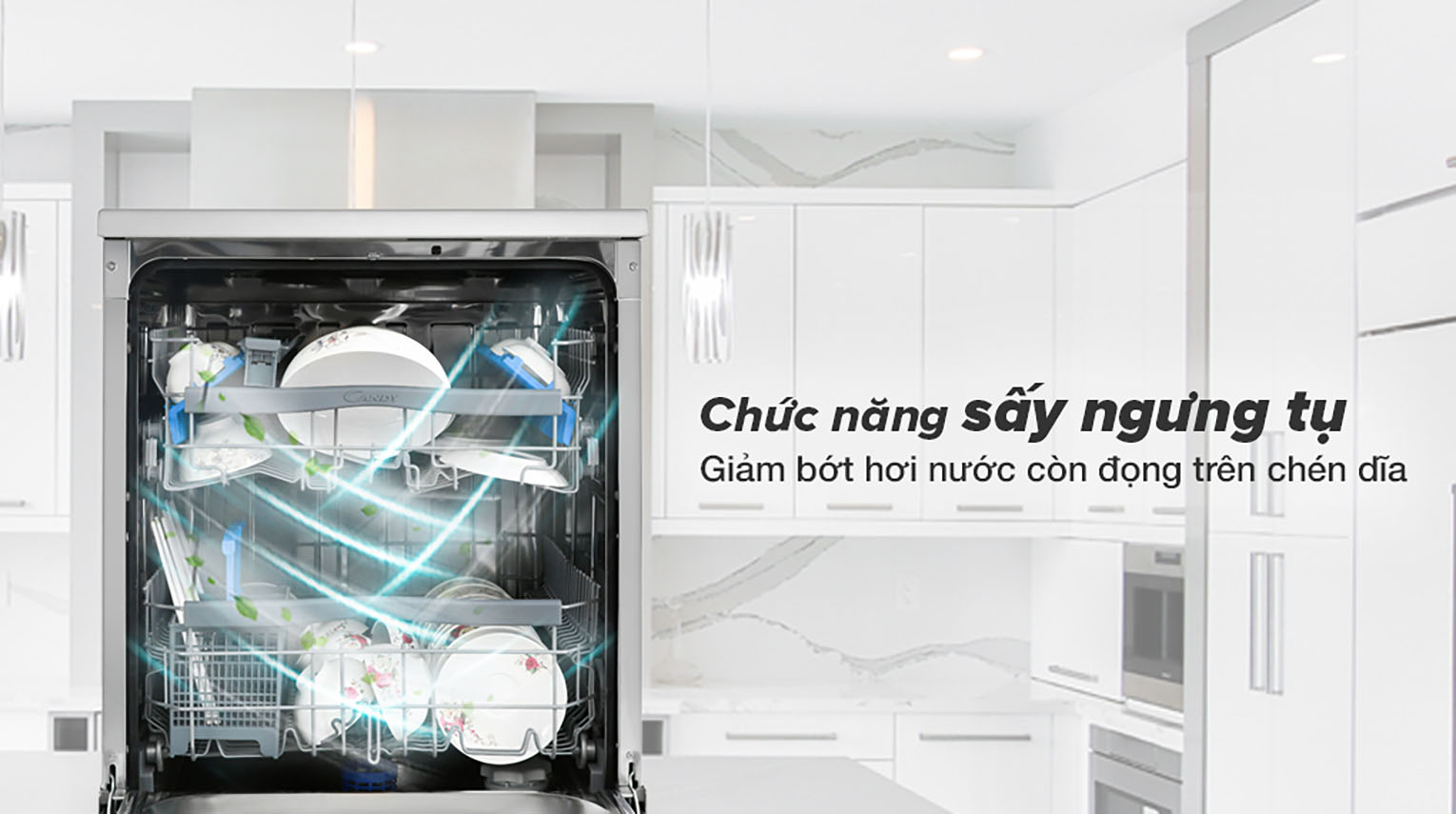 Chức năng sấy ngưng tụ - Máy rửa chén Candy CDPN 4D620PX/E 2150W