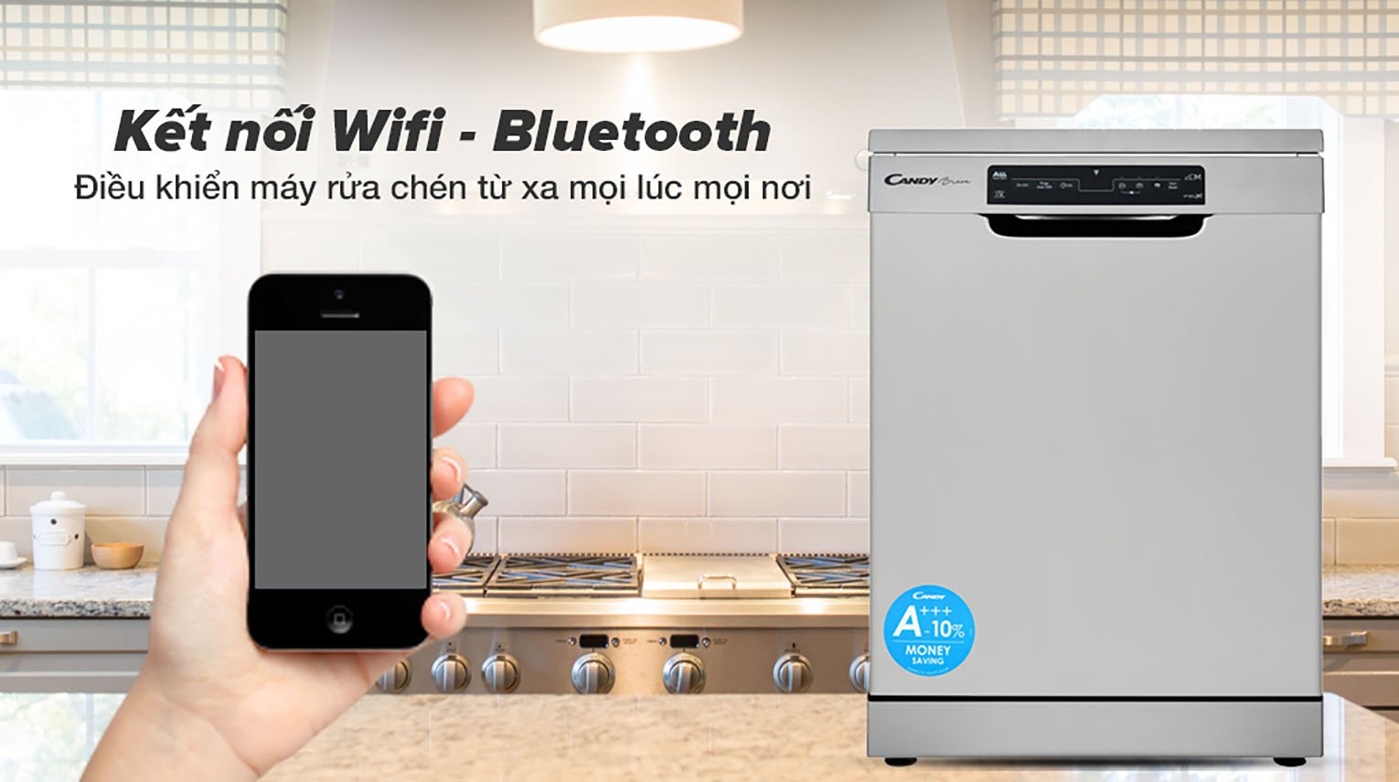 Kết nối Wifi - Máy rửa chén Candy CDPN 4D620PX/E 2150W