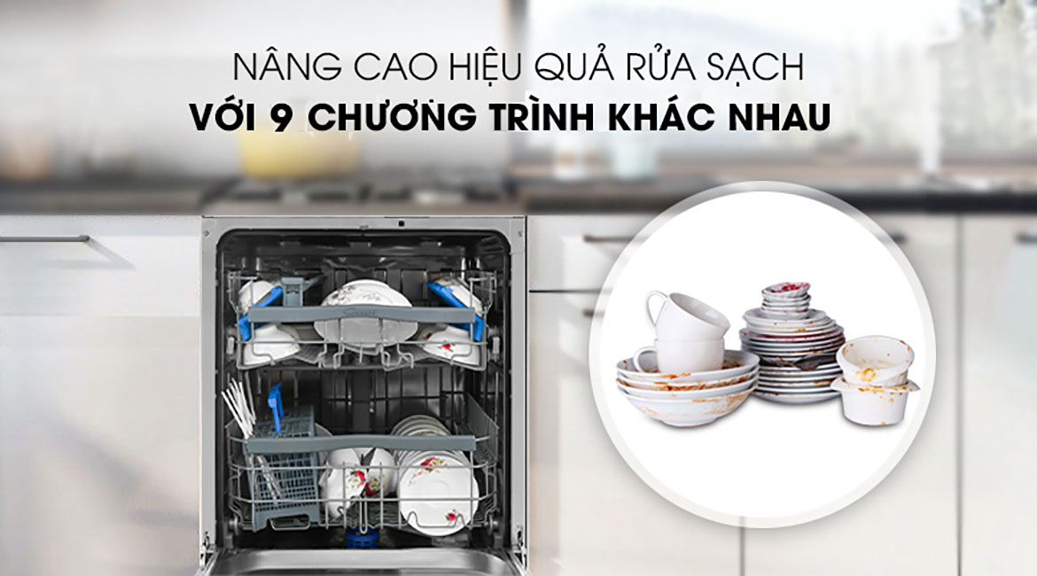 9 chương trình khác nhau - Máy rửa chén Candy CDPN 4D620PW