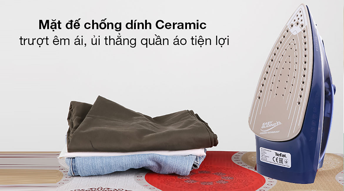 Bàn ủi hơi nước Tefal FV1849E0 - Mặt đế chống dính Ceramic