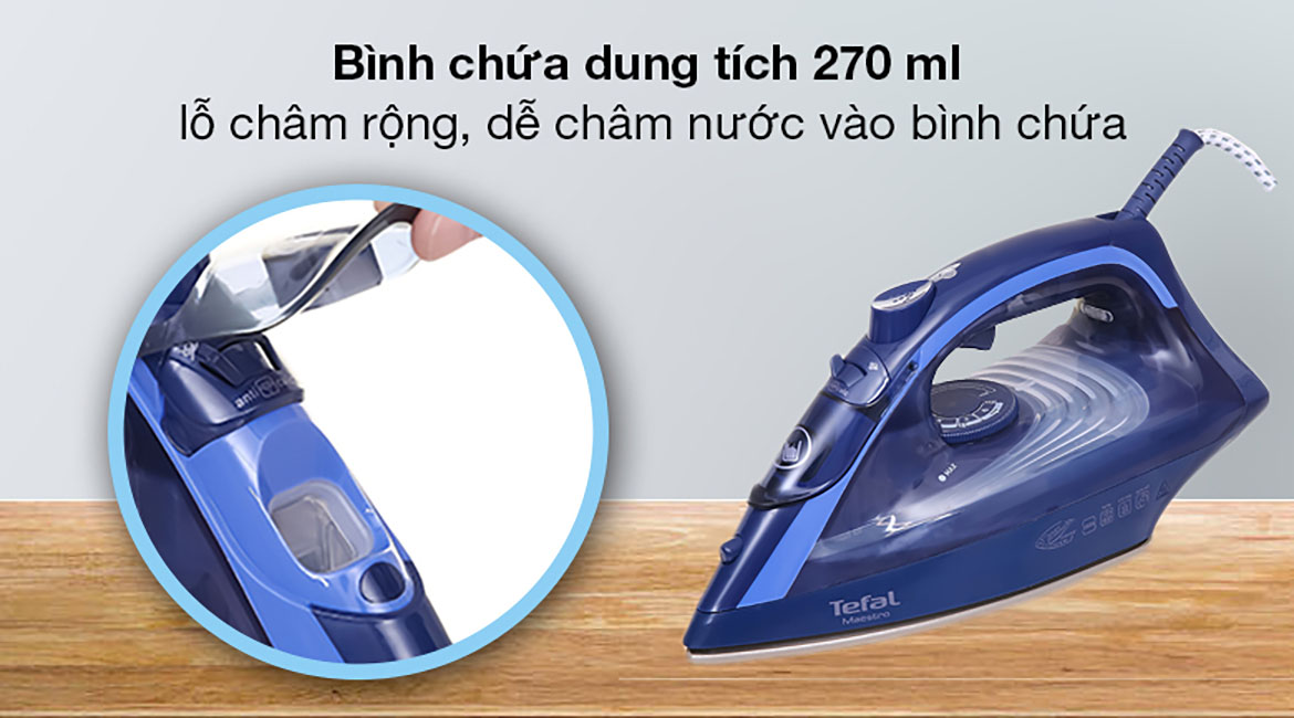 Bàn ủi hơi nước Tefal FV1849E0 - Dung tích bình chứa 270 ml