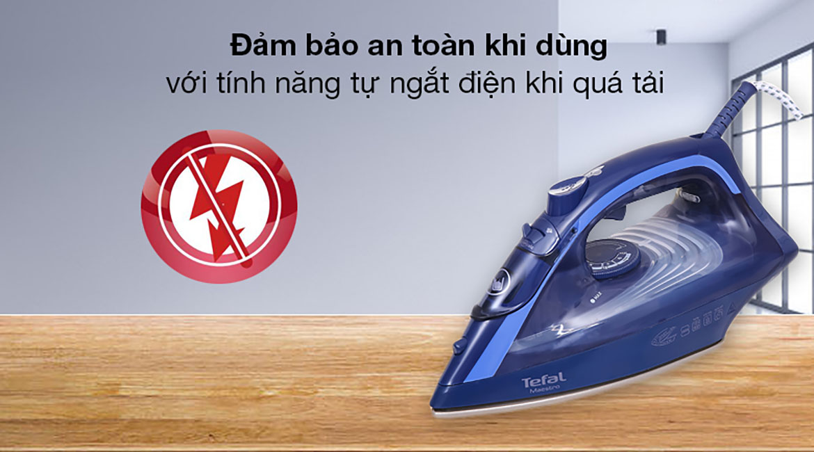 Bàn ủi hơi nước Tefal FV1849E0 - Trang bị tính năng tự ngắt điện khi quá tải