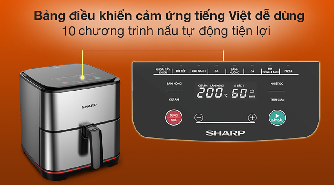 Bảng điểu khiển - Nồi chiên không dầu Sharp KF-AF70EV-ST 5.5 lít