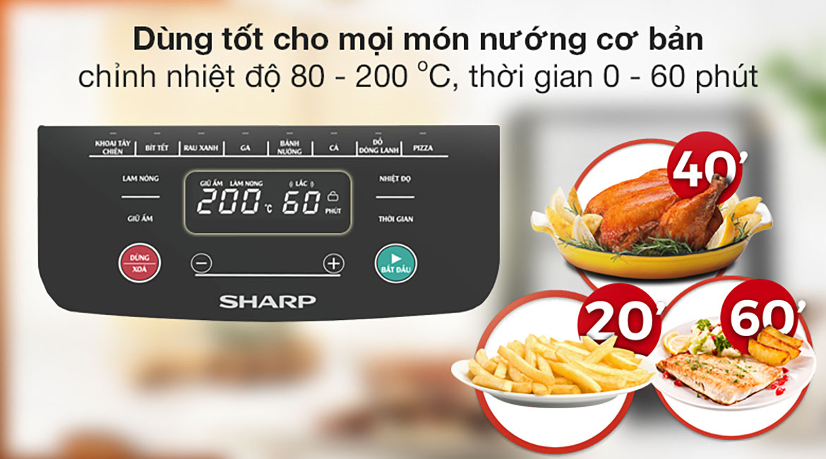 Chế biến đa dạng - Nồi chiên không dầu Sharp KF-AF70EV-ST 5.5 lít