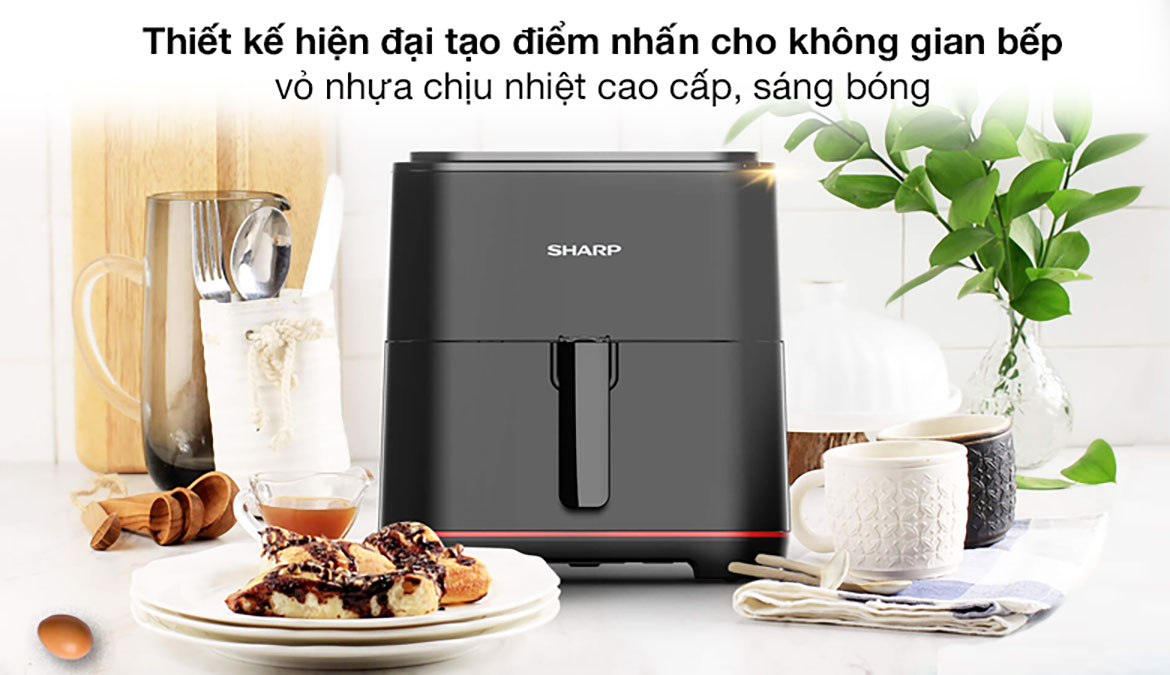 Thiết kế - Nồi chiên không dầu Sharp KF-AF70EV-BK 5.5 lít