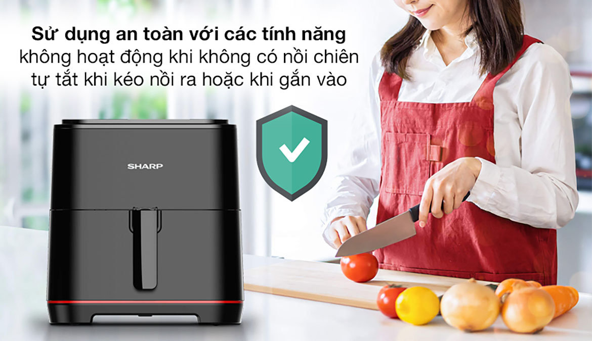 An toàn - Nồi chiên không dầu Sharp KF-AF70EV-BK 5.5 lít