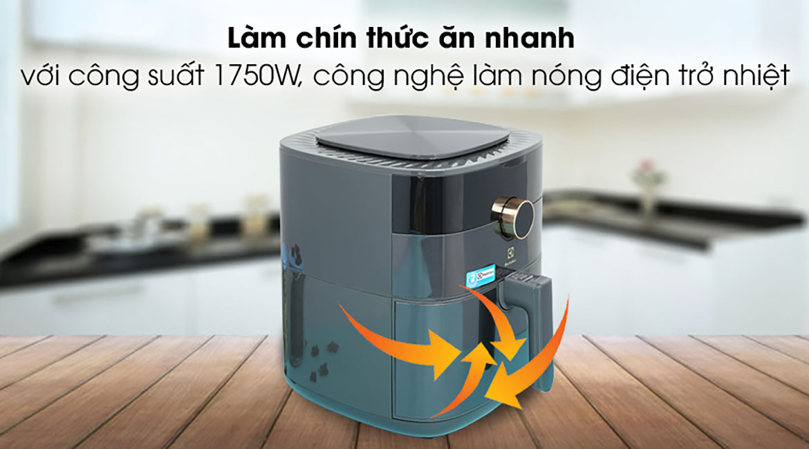 Nồi chiên không dầu Electrolux E6AF1-520K 5 lít - Làm chín thức ăn nhanh với công suất hoạt động 1750W