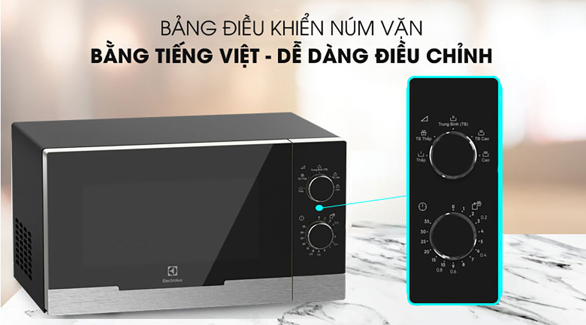 Bảng điều khiển núm vặn - Lò vi sóng Electrolux EMM23KI9EBP 23 lít