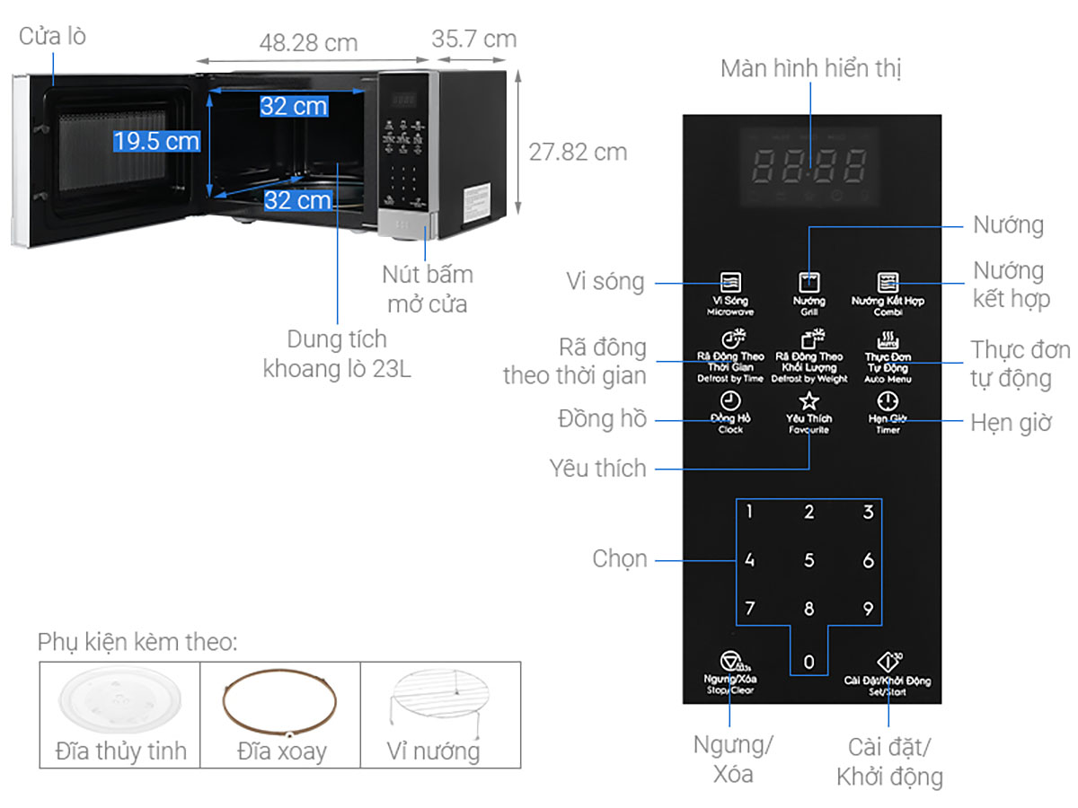 Lò vi sóng có nướng Electrolux EMG23DI9EBP 23 lít