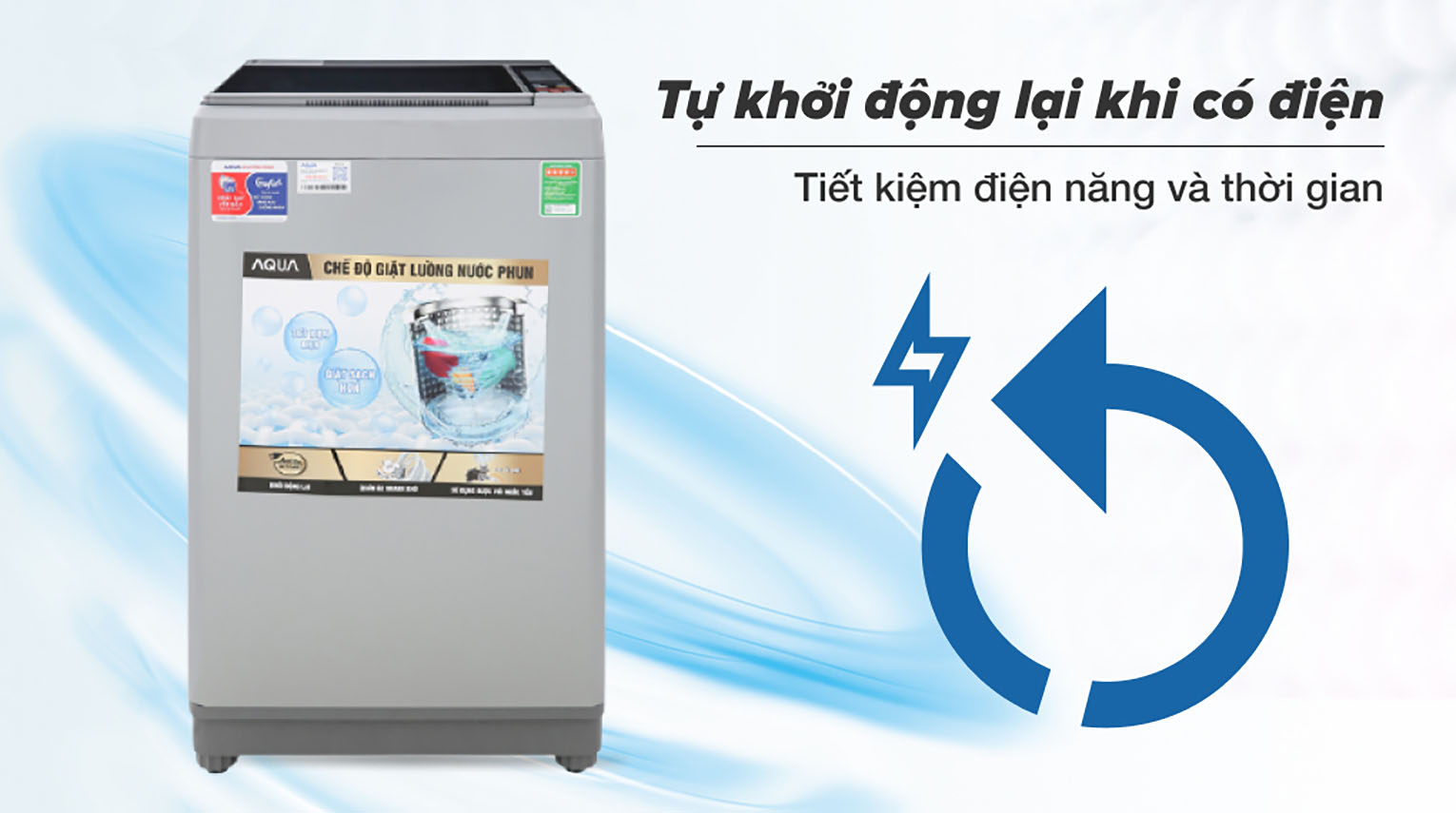 Tự khởi động lại khi có điện - Máy giặt Aqua 9 Kg AQW-S90CT H2