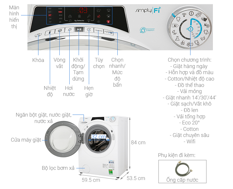 Máy giặt Candy Inverter 10 kg RO 16106DWHC7\1-S