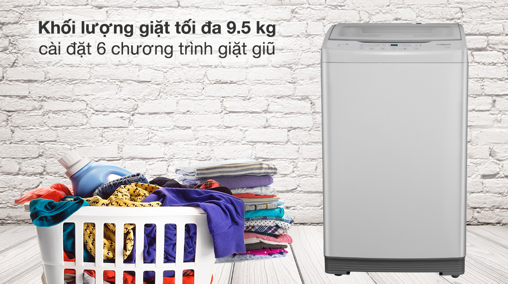 Máy giặt Whirlpool 9.5 kg VWVC9502FW - Khối lượng giặt 9.5 kg, tích hợp 6 chương trình giặt