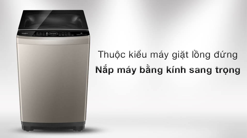 Thiết kế lồng giặt đứng, nắp bằng kính cường lực - Máy giặt Whirlpool VWIID1002FG