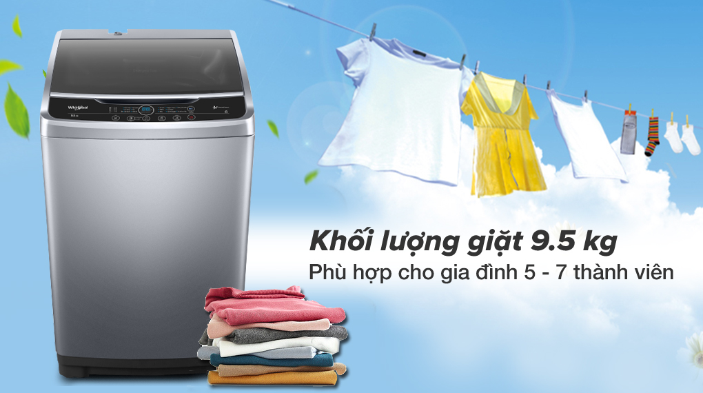 Khối lượng giặt - Máy giặt Whirlpool 9.5 kg VWVC9502FS