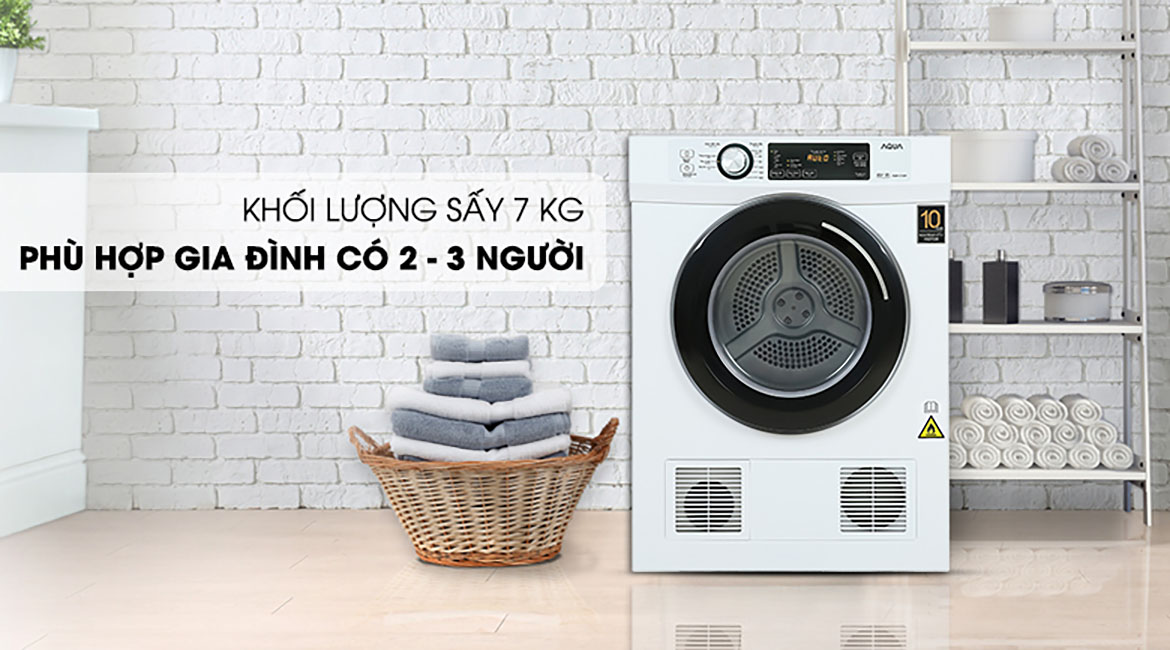 Máy sấy Aqua 7 KG AQH-V700FW - khối lượng sấy