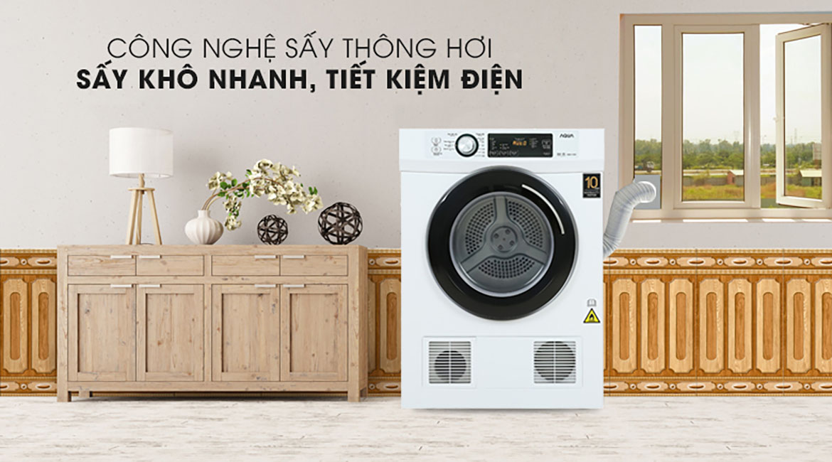 Máy sấy Aqua 7 KG AQH-V700FW - Sấy thông hơi