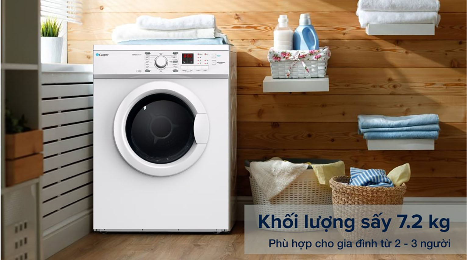 Máy sấy thông hơi Casper 7.2 Kg TD-72VWD - 7.2 Kg - 16 chương trình sấy 