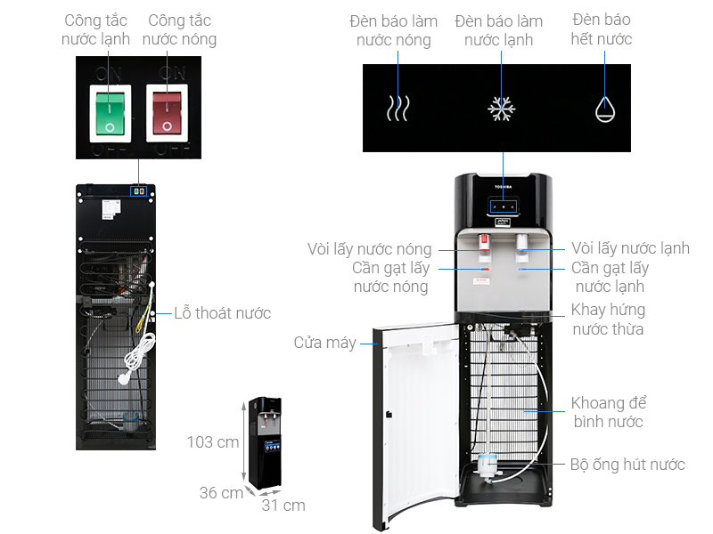 Thông số kỹ thuật Cây nước nóng lạnh Toshiba RWF-W1669BV(K1)