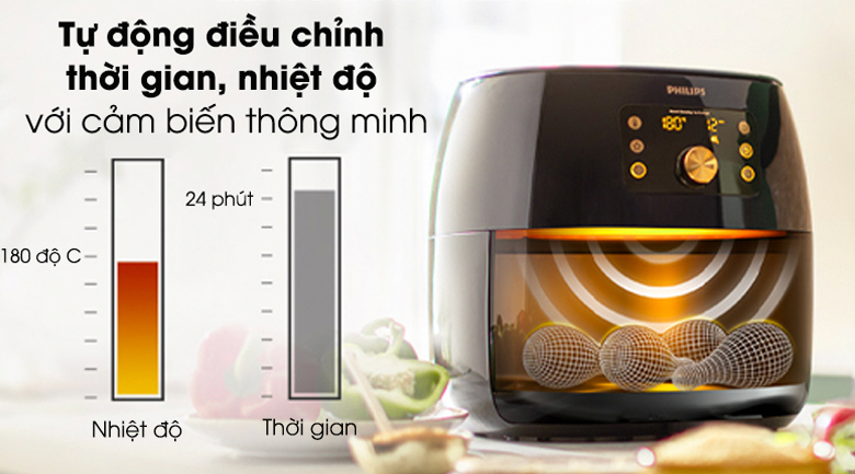 Nồi chiên không dầu Philips HD9860/90 XXL 3.5 lít cảm biến thông minh 