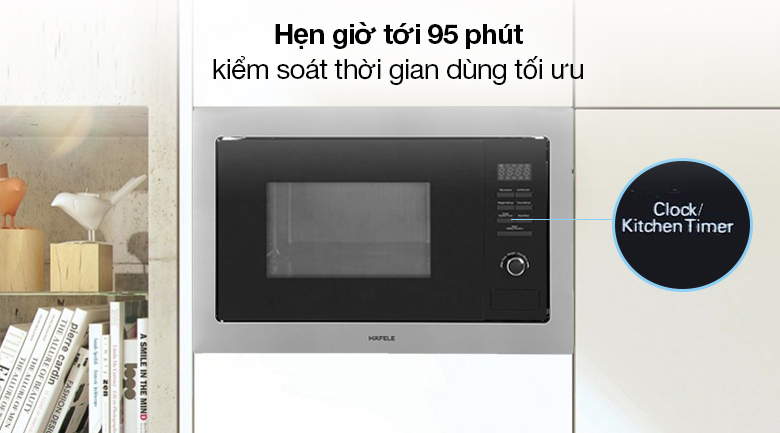 Lò vi sóng lắp âm Hafele HM-B38A (535.34.000) 25 lít - Thời gian hẹn giờ tối đa 95 phút, có chuông báo khi kết thúc