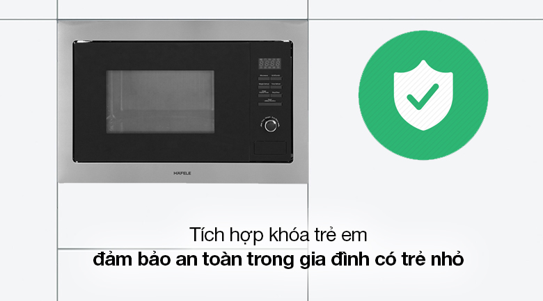 Lò vi sóng lắp âm Hafele HM-B38A (535.34.000) 25 lít - Lò vi sóng có tích hợp khóa trẻ em, phù hợp cho gia đình có trẻ nhỏ