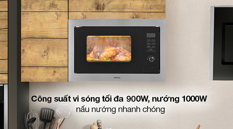 Lò vi sóng lắp âm Hafele HM-B38A (535.34.000) 25 lít - Nấu ăn nhanh chóng với tổng công suất vi sóng 900W và công suất nướng 1000W