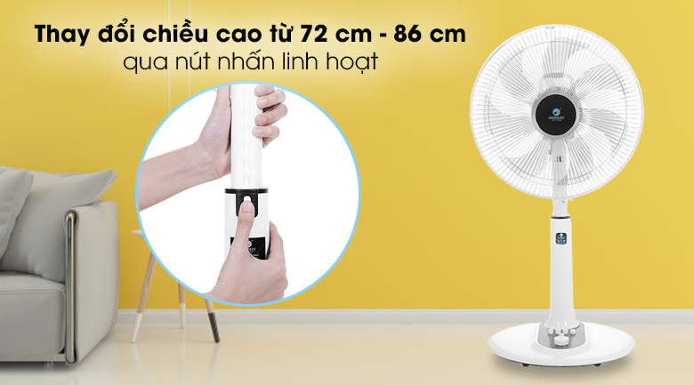 Quạt lửng Hawokoo FAH-010 - Chỉnh độ cao quạt từ 72 cm - 86 cm