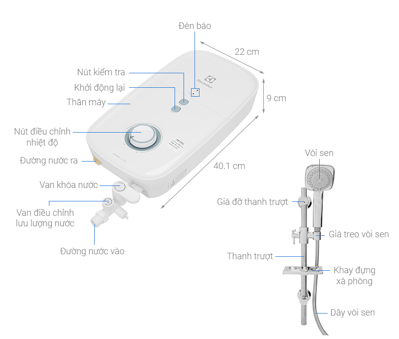 Máy nước nóng trực tiếp Electrolux 4500W EWE451KX-DWB2