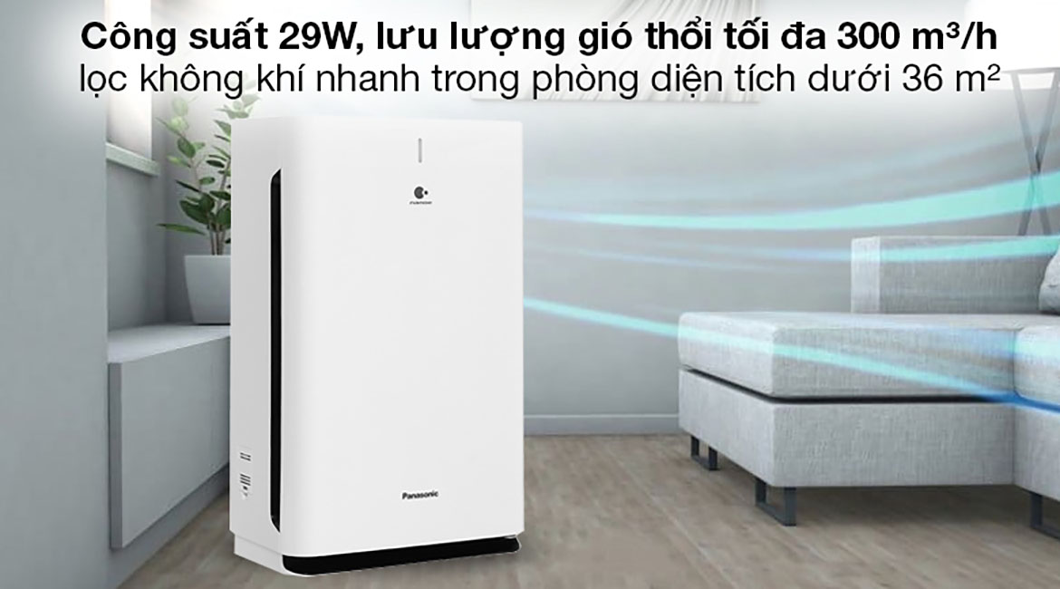 Máy lọc không khí Panasonic F-PXT50A - Công suất hoạt động 29W, lưu lượng gió thổi tối đa đến 300 m³/h