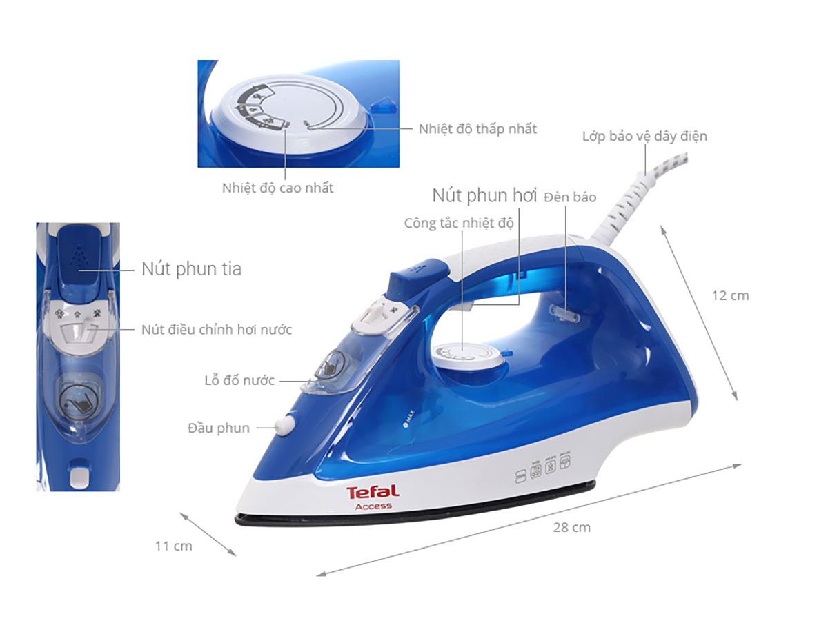 Thông số kỹ thuật Bàn ủi hơi nước Tefal FV1520L0