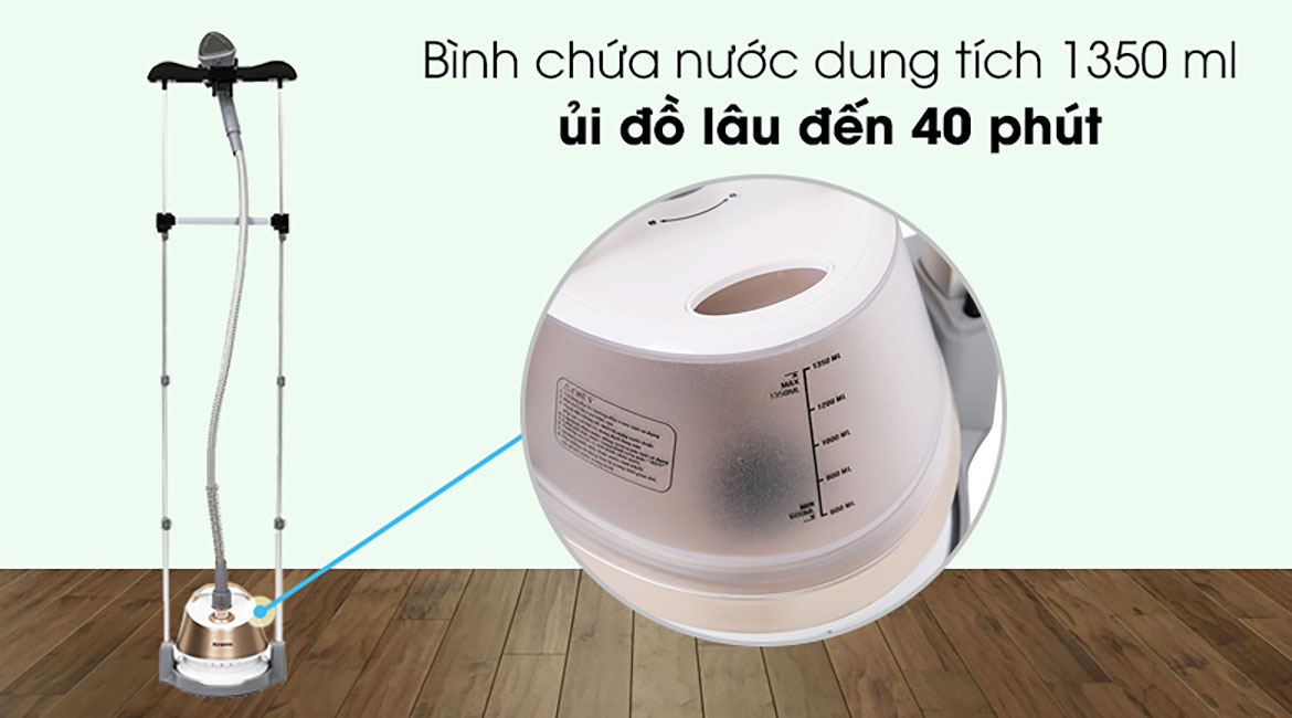 Bình chứa nước dung tích 1350 ml - Bàn ủi hơi nước đứng Kangaroo KG-75B6