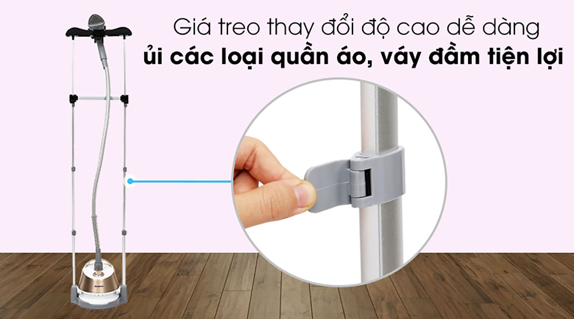 Giá treo thay đổi chiều cao linh hoạt - Bàn ủi hơi nước đứng Kangaroo KG-75B6