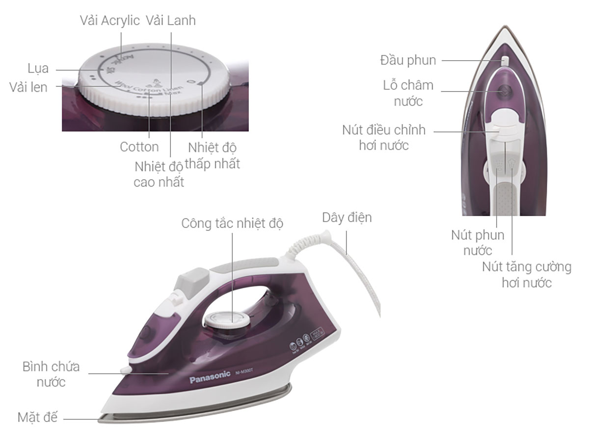 Thông số kỹ thuật Bàn ủi hơi nước Panasonic NI-M300TVRA