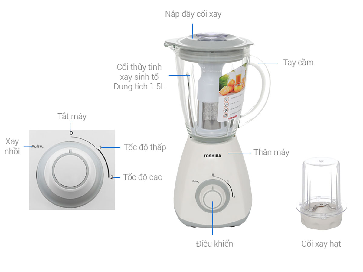 Thông số kỹ thuật Máy xay sinh tố Toshiba MX-15FM(W)VN