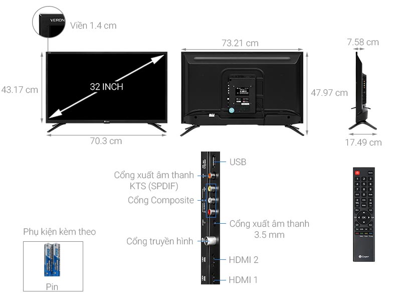 Thông số kỹ thuật Tivi Casper 32 inch 32HN5000