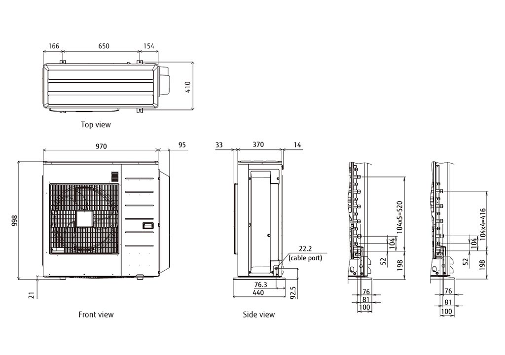 Kích thước dàn nóng máy lạnh fujitsu inverter