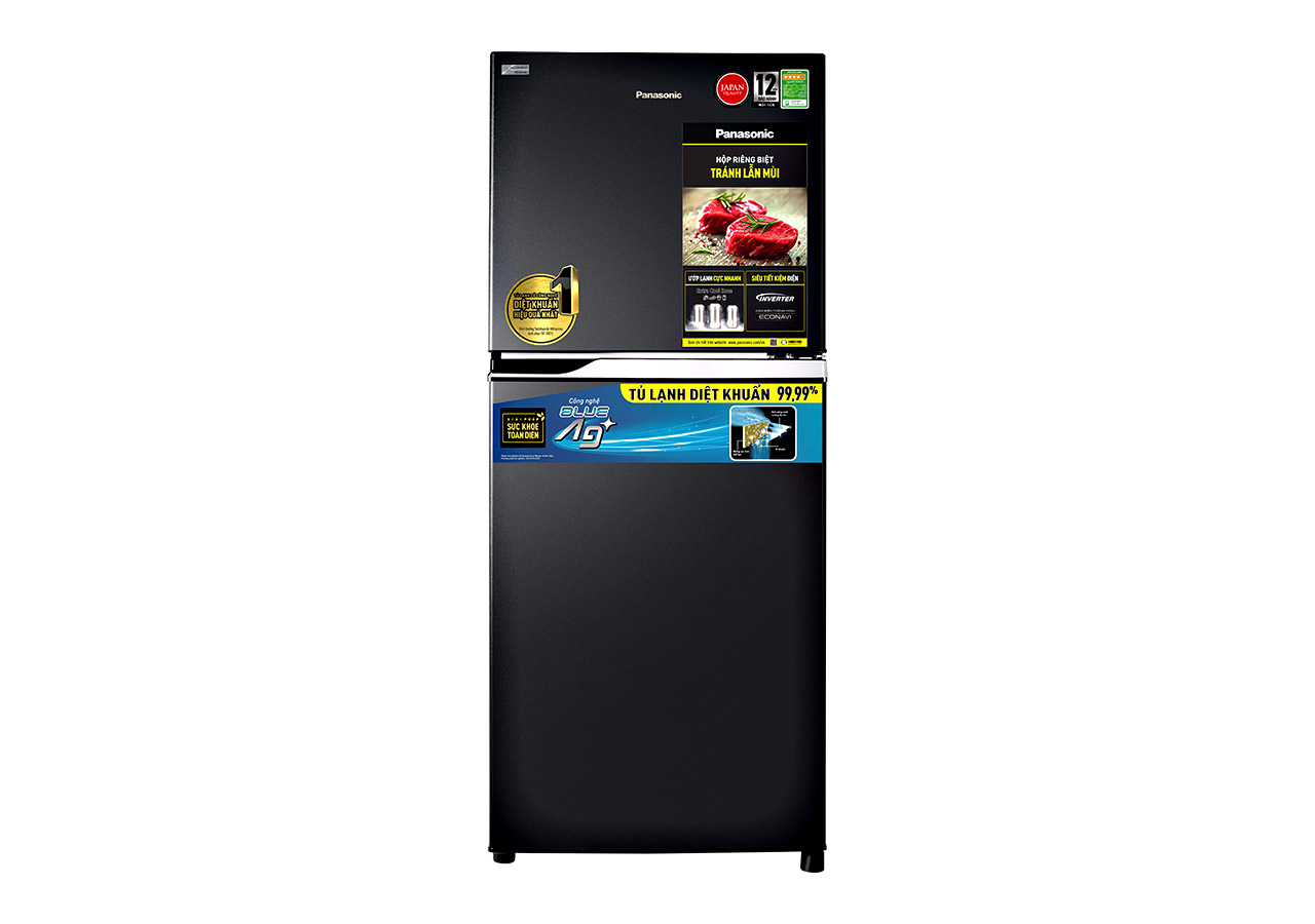 Panasonic Fridge Inverter 234 Liters 2-door NR-TV261BPKV top freezer