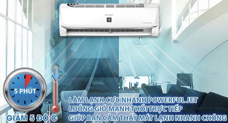 Powerful Jet - Máy lạnh Sharp Inverter 1 HP AH-XP10WMW