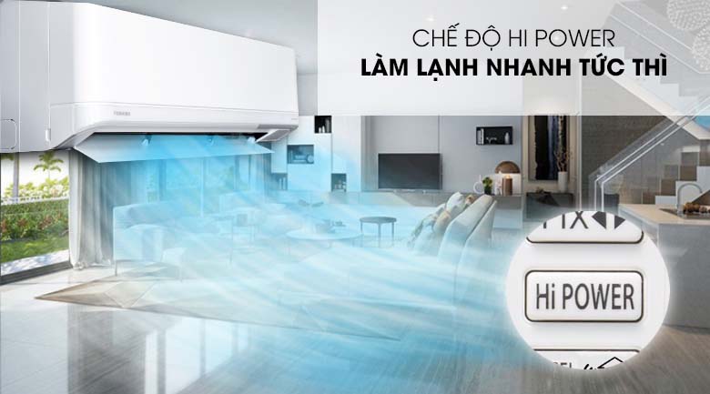 Chế độ HI Power cho cảm giác mát lạnh tức thì - Máy lạnh Toshiba Inverter 1.5 HP RAS-H13J2KCVRG-V Mẫu 2019