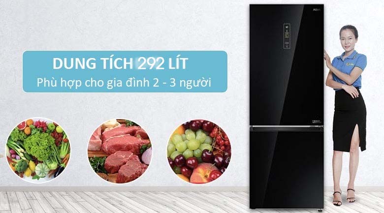 Dung tích 292 lít - Tủ lạnh Aqua 292 lít AQR-IG338EB GB